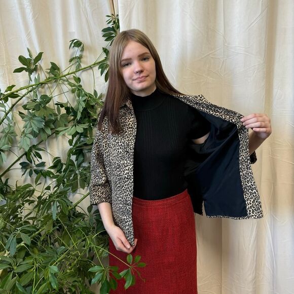 Vintage Silkland 100% Silk Cheetah Print Shacket - Picture 4 of 6